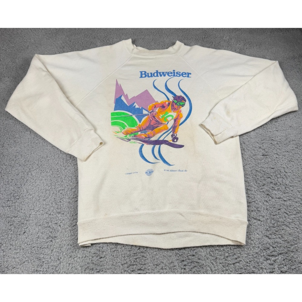 Budweiser 1988 Vintage‎ Ski Sweatshirt Winter Sports No Tag *Flaws* VTG 90s 80s